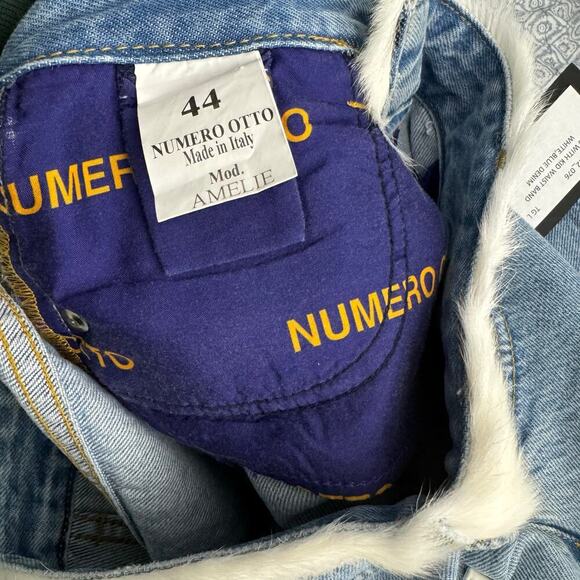 Numero Otto Amelie Fur Straight Leg Jeans Size 44 / US 8 - Picture 10 of 12